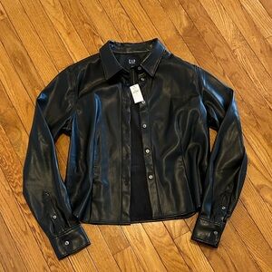 GAP Women's Faux Leather button down shirt